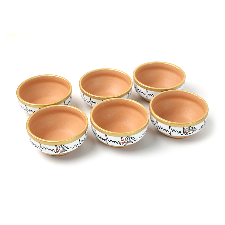 Handpainted Clay Bowls 200ml Set of 6 Pieces