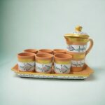 Terrapura Hand Painted Pitcher Set with 6 Glasses and Tray